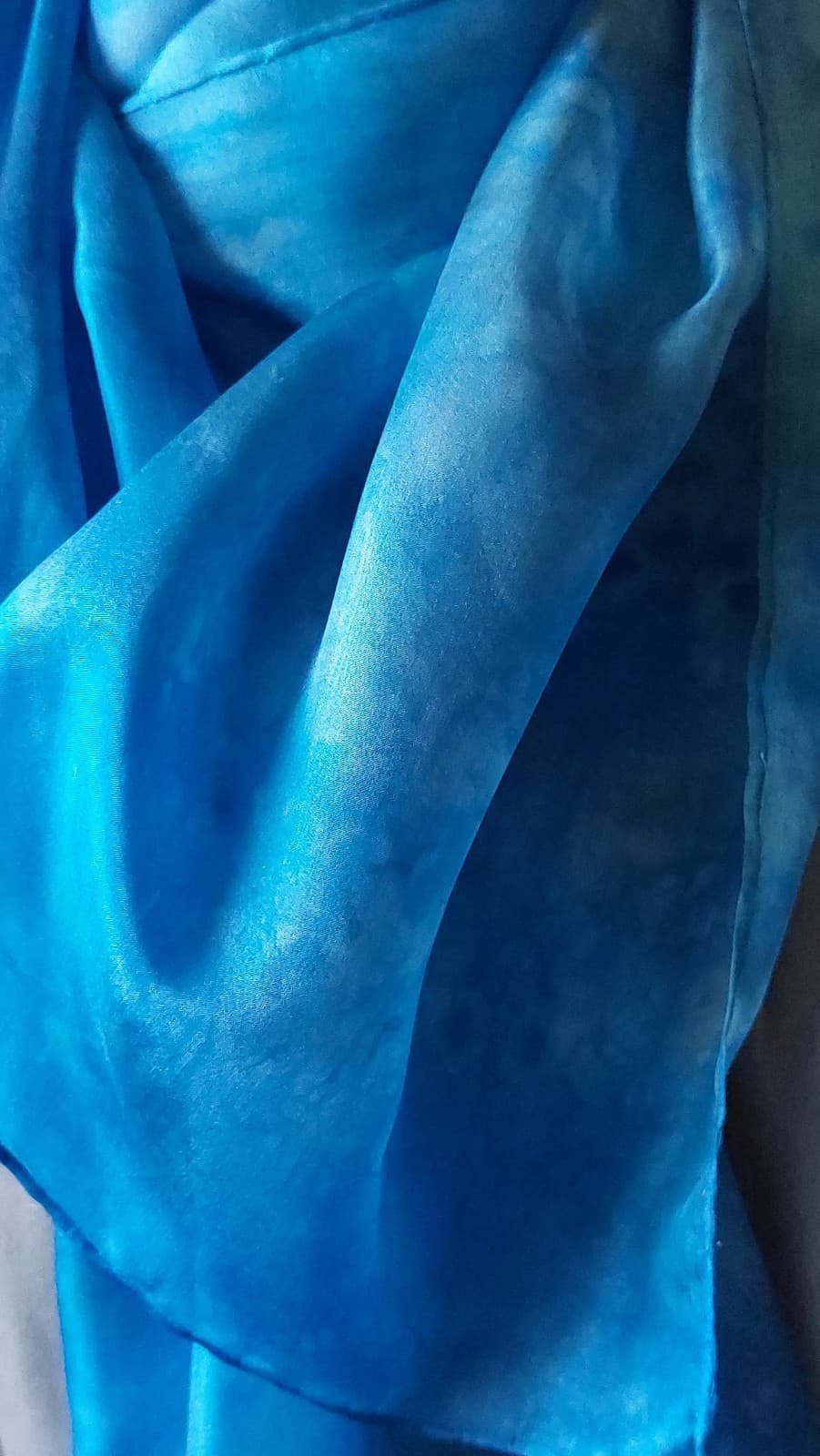 Blue Sky hand-painted silk scarf by Faye Waddington — view 2