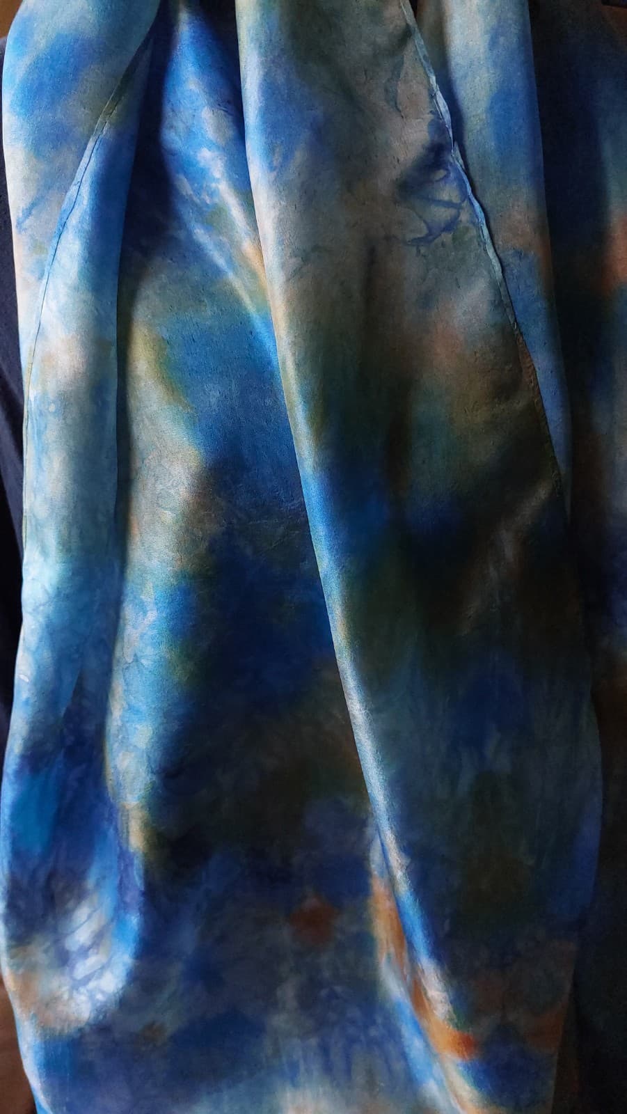 Glow Blue hand-painted silk scarf by Faye Waddington — view 3
