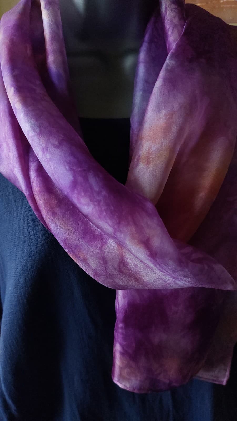 Glow Purple hand-painted silk scarf by Faye Waddington — view 2