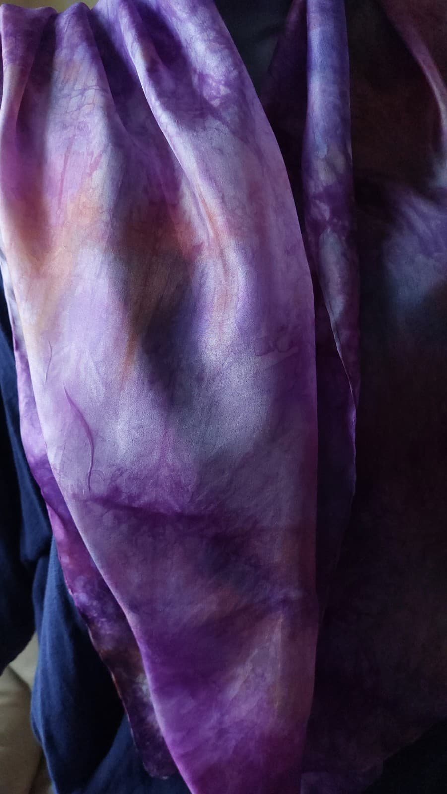 Glow Purple hand-painted silk scarf by Faye Waddington — view 3