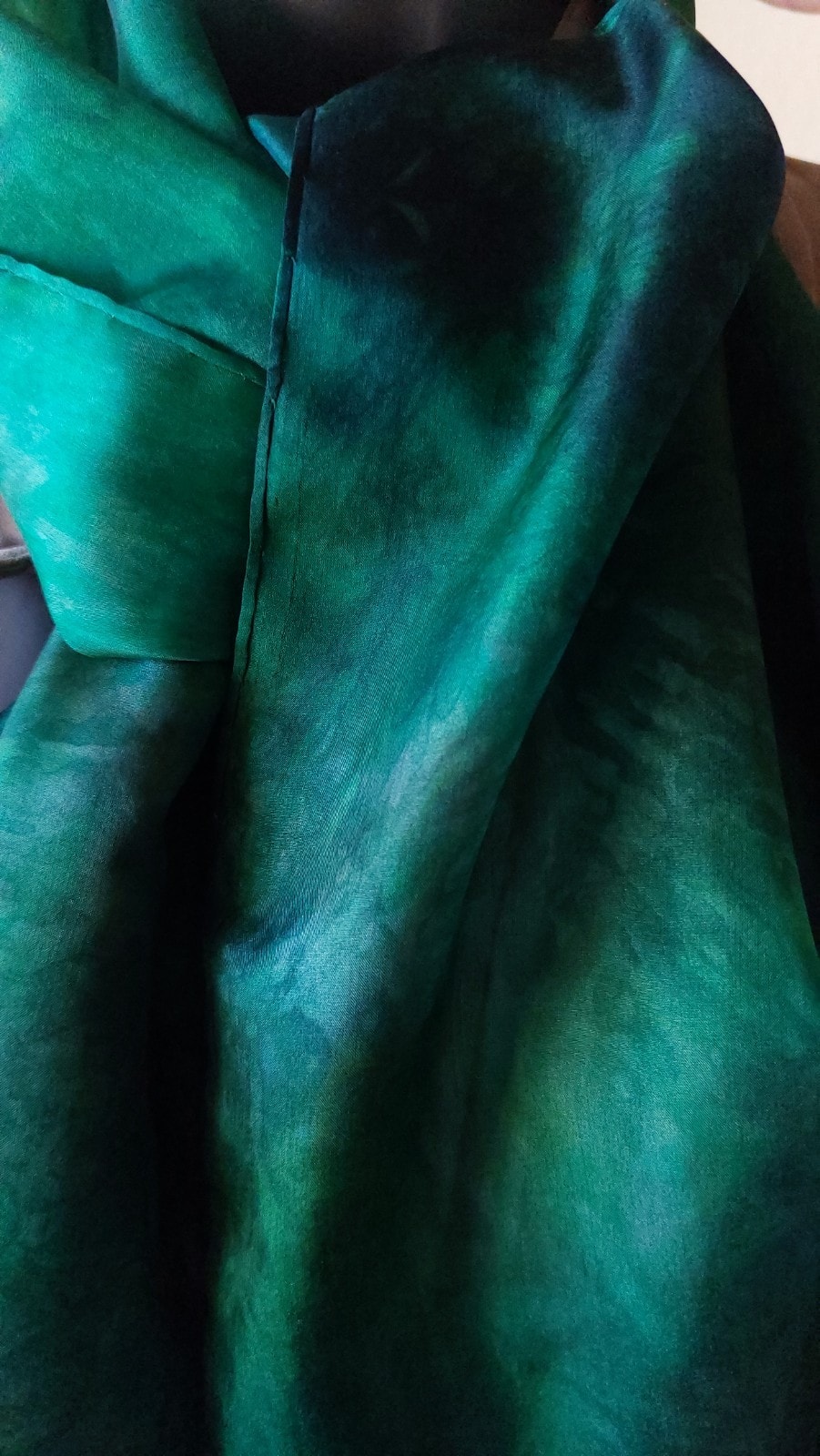 Emerald hand-painted silk scarf by Faye Waddington — view 1